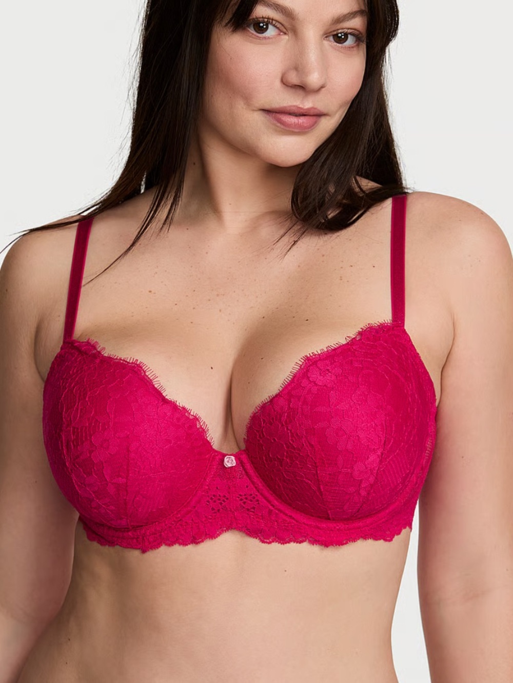Victoria’s Secret Pink Lace Dream Angels Lined Demi Bra Underwire Size 38DDD